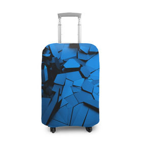 Чехол для чемодана 3D с принтом Carbon abstraction BLUE в Курске, 86% полиэфир, 14% спандекс | двустороннее нанесение принта, прорези для ручек и колес | abstraction | geometry | абстракция | геометрия | грань | краски | кубик | кубики | линии | мозаика | разноцветные | ребро | текстура | тени | узор
