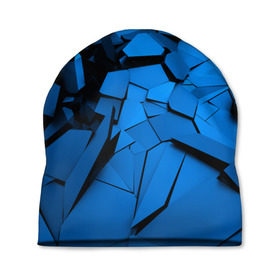Шапка 3D с принтом Carbon abstraction BLUE в Курске, 100% полиэстер | универсальный размер, печать по всей поверхности изделия | Тематика изображения на принте: abstraction | geometry | абстракция | геометрия | грань | краски | кубик | кубики | линии | мозаика | разноцветные | ребро | текстура | тени | узор