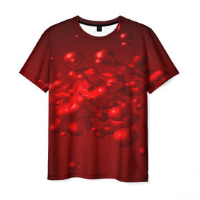 Мужская футболка 3D с принтом Молекулы крови в Курске, 100% полиэфир | прямой крой, круглый вырез горловины, длина до линии бедер | blood | капли крови | кровь