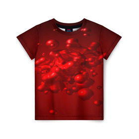 Детская футболка 3D с принтом Молекулы крови в Курске, 100% гипоаллергенный полиэфир | прямой крой, круглый вырез горловины, длина до линии бедер, чуть спущенное плечо, ткань немного тянется | Тематика изображения на принте: blood | капли крови | кровь