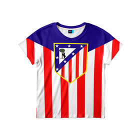 Детская футболка 3D с принтом Atletico Madrid в Курске, 100% гипоаллергенный полиэфир | прямой крой, круглый вырез горловины, длина до линии бедер, чуть спущенное плечо, ткань немного тянется | Тематика изображения на принте: 