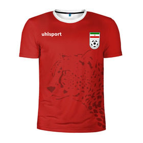 Мужская футболка 3D спортивная с принтом Иран, форма в Курске, 100% полиэстер с улучшенными характеристиками | приталенный силуэт, круглая горловина, широкие плечи, сужается к линии бедра | fifa | леопард | фифа | флаг | чемпионат мира