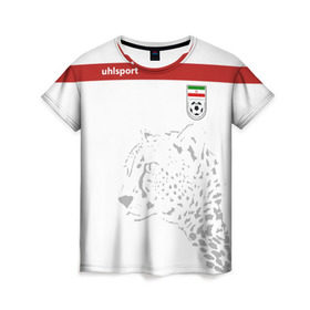 Женская футболка 3D с принтом Иран, форма в Курске, 100% полиэфир ( синтетическое хлопкоподобное полотно) | прямой крой, круглый вырез горловины, длина до линии бедер | fifa | леопард | фифа | чемпионат мира