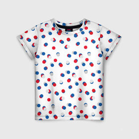Детская футболка 3D с принтом В горошек в Курске, 100% гипоаллергенный полиэфир | прямой крой, круглый вырез горловины, длина до линии бедер, чуть спущенное плечо, ткань немного тянется | горошек | триколор  