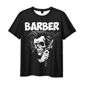 Мужская футболка 3D с принтом БАРБЕР 2-х сторонняя в Курске, 100% полиэфир | прямой крой, круглый вырез горловины, длина до линии бедер | barbershop | барбер | барбершоп