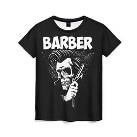 Женская футболка 3D с принтом БАРБЕР 2-х сторонняя в Курске, 100% полиэфир ( синтетическое хлопкоподобное полотно) | прямой крой, круглый вырез горловины, длина до линии бедер | barbershop | барбер | барбершоп