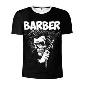 Мужская футболка 3D спортивная с принтом БАРБЕР 2-х сторонняя в Курске, 100% полиэстер с улучшенными характеристиками | приталенный силуэт, круглая горловина, широкие плечи, сужается к линии бедра | barbershop | барбер | барбершоп