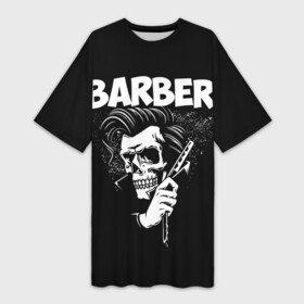 Платье-футболка 3D с принтом БАРБЕР 2 х сторонняя в Курске,  |  | barbershop | барбер | барбершоп