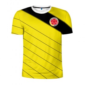 Мужская футболка 3D спортивная с принтом Колумбия, форма в Курске, 100% полиэстер с улучшенными характеристиками | приталенный силуэт, круглая горловина, широкие плечи, сужается к линии бедра | fifa | фифа | чемпионат мира