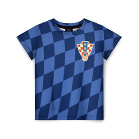 Детская футболка 3D с принтом Хорватия, форма в Курске, 100% гипоаллергенный полиэфир | прямой крой, круглый вырез горловины, длина до линии бедер, чуть спущенное плечо, ткань немного тянется | croatia | fc | fifa | football | national team | uniform | сборная | фифа | фк | форма | футбол | хорватия