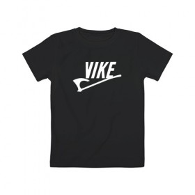 Детская футболка хлопок с принтом Vike в Курске, 100% хлопок | круглый вырез горловины, полуприлегающий силуэт, длина до линии бедер | vikings | викинги