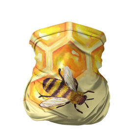 Бандана-труба 3D с принтом Любители меда в Курске, 100% полиэстер, ткань с особыми свойствами — Activecool | плотность 150‒180 г/м2; хорошо тянется, но сохраняет форму | Тематика изображения на принте: крылья | мед | насекомое | полет | природа | пчелы | улей | цветное | яркое