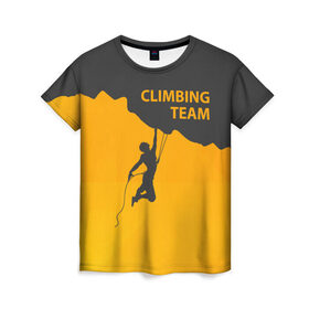 Женская футболка 3D с принтом climbing в Курске, 100% полиэфир ( синтетическое хлопкоподобное полотно) | прямой крой, круглый вырез горловины, длина до линии бедер | Тематика изображения на принте: adrenaline | extreme | hiking | mountaineering | mountains | risk | rock climb | rocks | sport | адреналин | альпинизм | высота | горы | риск | скалолазание | скалы | спорт | туризм | экстрим