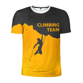 Мужская футболка 3D спортивная с принтом climbing в Курске, 100% полиэстер с улучшенными характеристиками | приталенный силуэт, круглая горловина, широкие плечи, сужается к линии бедра | adrenaline | extreme | hiking | mountaineering | mountains | risk | rock climb | rocks | sport | адреналин | альпинизм | высота | горы | риск | скалолазание | скалы | спорт | туризм | экстрим