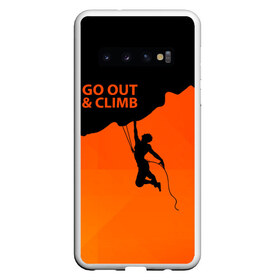 Чехол для Samsung Galaxy S10 с принтом climbing в Курске, Силикон | Область печати: задняя сторона чехла, без боковых панелей | adrenaline | extreme | hiking | mountaineering | mountains | risk | rock climb | rocks | sport | адреналин | альпинизм | высота | горы | риск | скалолазание | скалы | спорт | туризм | экстрим