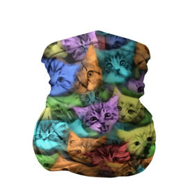 Бандана-труба 3D с принтом Разноцветные коты в Курске, 100% полиэстер, ткань с особыми свойствами — Activecool | плотность 150‒180 г/м2; хорошо тянется, но сохраняет форму | котенок | котик | котята | кошка | кошки | паттерн