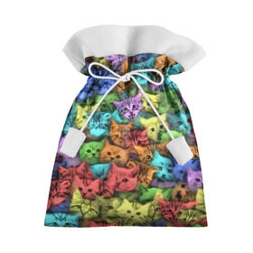 Подарочный 3D мешок с принтом Разноцветные коты в Курске, 100% полиэстер | Размер: 29*39 см | Тематика изображения на принте: котенок | котик | котята | кошка | кошки | паттерн