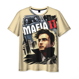 Мужская футболка 3D с принтом MAFIA 2 в Курске, 100% полиэфир | прямой крой, круглый вырез горловины, длина до линии бедер | Тематика изображения на принте: gangster | gun | mafia | гангстер | игра | мафия | оружия | сша | чикаго