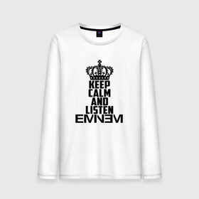 Мужской лонгслив хлопок с принтом Keep calm and listen Eminem в Курске, 100% хлопок |  | eminem | hip hop | hiphop | mc | rap | брюс | еменем | еминем | маршалл | мс | мэтерс | реп | репер | рэп | рэпер | хип | хипхоп | хоп | эменем | эминем