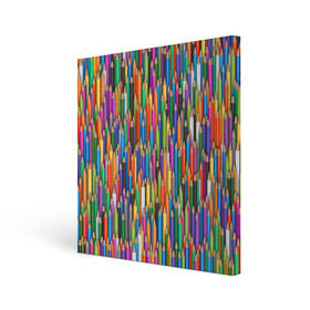 Холст квадратный с принтом Разноцветные карандаши в Курске, 100% ПВХ |  | Тематика изображения на принте: дизайнер | карандаш | палитра | паттерн | радуга | рисование | рисунок | художник | цвет | цветной | школа