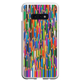 Чехол для Samsung S10E с принтом Разноцветные карандаши в Курске, Силикон | Область печати: задняя сторона чехла, без боковых панелей | Тематика изображения на принте: дизайнер | карандаш | палитра | паттерн | радуга | рисование | рисунок | художник | цвет | цветной | школа