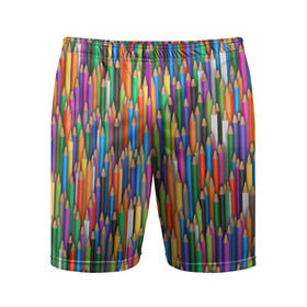 Мужские шорты 3D спортивные с принтом Разноцветные карандаши в Курске,  |  | дизайнер | карандаш | палитра | паттерн | радуга | рисование | рисунок | художник | цвет | цветной | школа