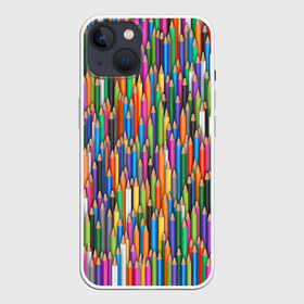 Чехол для iPhone 13 с принтом Разноцветные карандаши в Курске,  |  | дизайнер | карандаш | палитра | паттерн | радуга | рисование | рисунок | художник | цвет | цветной | школа