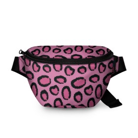 Поясная сумка 3D с принтом Розовый гепард в Курске, 100% полиэстер | плотная ткань, ремень с регулируемой длиной, внутри несколько карманов для мелочей, основное отделение и карман с обратной стороны сумки застегиваются на молнию | африка | животное | леопард