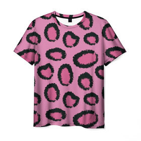 Мужская футболка 3D с принтом Розовый гепард в Курске, 100% полиэфир | прямой крой, круглый вырез горловины, длина до линии бедер | Тематика изображения на принте: африка | животное | леопард