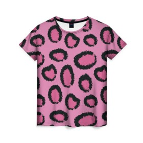 Женская футболка 3D с принтом Розовый гепард в Курске, 100% полиэфир ( синтетическое хлопкоподобное полотно) | прямой крой, круглый вырез горловины, длина до линии бедер | Тематика изображения на принте: африка | животное | леопард