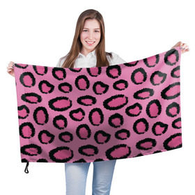 Флаг 3D с принтом Розовый гепард в Курске, 100% полиэстер | плотность ткани — 95 г/м2, размер — 67 х 109 см. Принт наносится с одной стороны | африка | животное | леопард