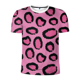 Мужская футболка 3D спортивная с принтом Розовый гепард в Курске, 100% полиэстер с улучшенными характеристиками | приталенный силуэт, круглая горловина, широкие плечи, сужается к линии бедра | Тематика изображения на принте: африка | животное | леопард