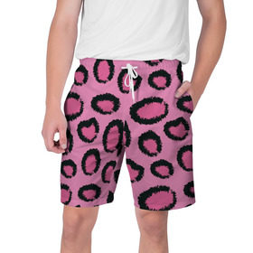 Мужские шорты 3D с принтом Розовый гепард в Курске,  полиэстер 100% | прямой крой, два кармана без застежек по бокам. Мягкая трикотажная резинка на поясе, внутри которой широкие завязки. Длина чуть выше колен | африка | животное | леопард