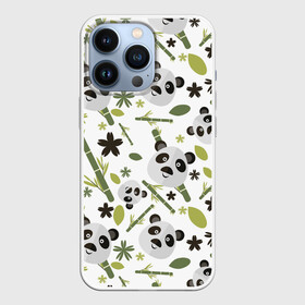 Чехол для iPhone 13 Pro с принтом Чудные панды в Курске,  |  | бамбук | белый | зверь | медведь | милые  | панда | черный