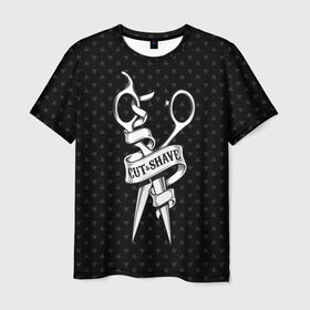 Мужская футболка 3D с принтом Барбер стрижки и бритье в Курске, 100% полиэфир | прямой крой, круглый вырез горловины, длина до линии бедер | barber | барбер | барбершоп | ножницы | стрижка