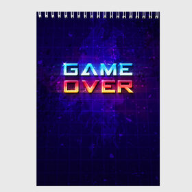 Скетчбук с принтом Game Over в Курске, 100% бумага
 | 48 листов, плотность листов — 100 г/м2, плотность картонной обложки — 250 г/м2. Листы скреплены сверху удобной пружинной спиралью | game | игра | игрок | карта | компьютерные игры | стратегия