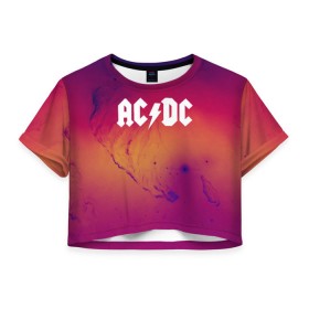 Женская футболка 3D укороченная с принтом AC DC COLLECTION SPACE EDITION в Курске, 100% полиэстер | круглая горловина, длина футболки до линии талии, рукава с отворотами | ac dc | logo | music | pop | rock | usa | альтернатива | металл | музыка | музыкальный | поп | рок