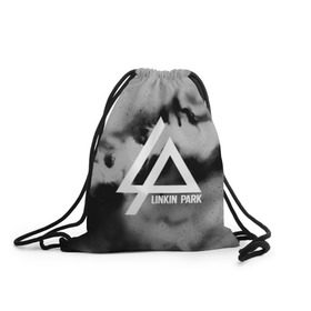 Рюкзак-мешок 3D с принтом LINKIN PARK GRAY ABSTRACT ROCK в Курске, 100% полиэстер | плотность ткани — 200 г/м2, размер — 35 х 45 см; лямки — толстые шнурки, застежка на шнуровке, без карманов и подкладки | linkin park | logo | music | pop | rock | альтернатива | металл | музыка | музыкальный | поп | рок | честер беннингтон