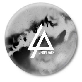 Значок с принтом LINKIN PARK GRAY ABSTRACT ROCK в Курске,  металл | круглая форма, металлическая застежка в виде булавки | linkin park | logo | music | pop | rock | альтернатива | металл | музыка | музыкальный | поп | рок | честер беннингтон