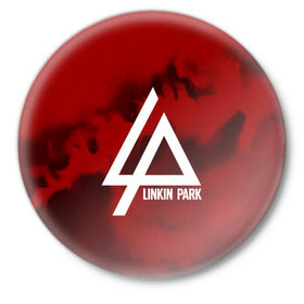 Значок с принтом LINKIN PARK COLOR RED MUSIC в Курске,  металл | круглая форма, металлическая застежка в виде булавки | linkin park | logo | music | pop | rock | альтернатива | металл | музыка | музыкальный | поп | рок | честер беннингтон