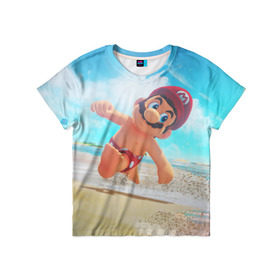 Детская футболка 3D с принтом Super Mario Odyssey в Курске, 100% гипоаллергенный полиэфир | прямой крой, круглый вырез горловины, длина до линии бедер, чуть спущенное плечо, ткань немного тянется | Тематика изображения на принте: nintendo | super mario odyssey | марио | нинтендо