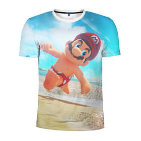 Мужская футболка 3D спортивная с принтом Super Mario Odyssey в Курске, 100% полиэстер с улучшенными характеристиками | приталенный силуэт, круглая горловина, широкие плечи, сужается к линии бедра | Тематика изображения на принте: nintendo | super mario odyssey | марио | нинтендо