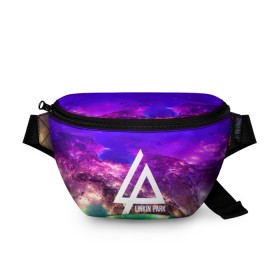 Поясная сумка 3D с принтом LINKIN PARK SPACE EDITION в Курске, 100% полиэстер | плотная ткань, ремень с регулируемой длиной, внутри несколько карманов для мелочей, основное отделение и карман с обратной стороны сумки застегиваются на молнию | linkin park | logo | music | pop | rock | альтернатива | металл | музыка | музыкальный | поп | рок | честер беннингтон