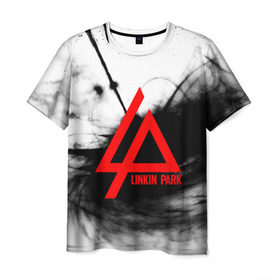 Мужская футболка 3D с принтом LINKIN PARK GRAY SMOKE MUSIC в Курске, 100% полиэфир | прямой крой, круглый вырез горловины, длина до линии бедер | linkin park | logo | music | pop | rock | альтернатива | металл | музыка | музыкальный | поп | рок | честер беннингтон