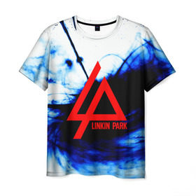 Мужская футболка 3D с принтом LINKIN PARK BLUE SMOKE в Курске, 100% полиэфир | прямой крой, круглый вырез горловины, длина до линии бедер | linkin park | logo | music | pop | rock | альтернатива | металл | музыка | музыкальный | поп | рок | честер беннингтон