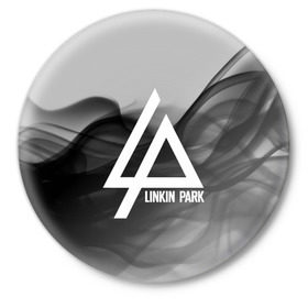 Значок с принтом LINKIN PARK SMOKE GRAY 2018 в Курске,  металл | круглая форма, металлическая застежка в виде булавки | Тематика изображения на принте: linkin park | logo | music | pop | rock | альтернатива | металл | музыка | музыкальный | поп | рок | честер беннингтон