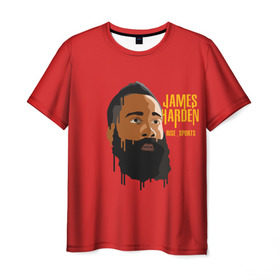 Мужская футболка 3D с принтом James Harden в Курске, 100% полиэфир | прямой крой, круглый вырез горловины, длина до линии бедер | fear the beard | houston rockets | nba | rise sports | баскетбол | джеймс харден | нба | хьюстон рокетс