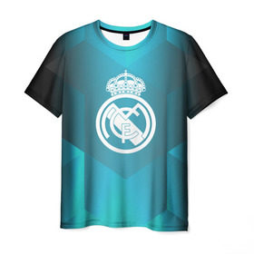 Мужская футболка 3D с принтом Real Madrid Geometry Sport в Курске, 100% полиэфир | прямой крой, круглый вырез горловины, длина до линии бедер | emirates | fc | real madrid | геометрия | реал мадрид | футбольный клуб | эмблема