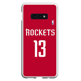 Чехол для Samsung S10E с принтом Houston Rockets в Курске, Силикон | Область печати: задняя сторона чехла, без боковых панелей | 13 | fear the beard | houston rockets | nba | rise sports | баскетбол | баскетбольная | джеймс харден | нба | номер | спортивная | форма | хьюстон рокетс