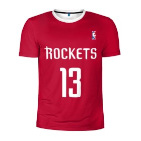 Мужская футболка 3D спортивная с принтом Houston Rockets в Курске, 100% полиэстер с улучшенными характеристиками | приталенный силуэт, круглая горловина, широкие плечи, сужается к линии бедра | Тематика изображения на принте: 13 | fear the beard | houston rockets | nba | rise sports | баскетбол | баскетбольная | джеймс харден | нба | номер | спортивная | форма | хьюстон рокетс